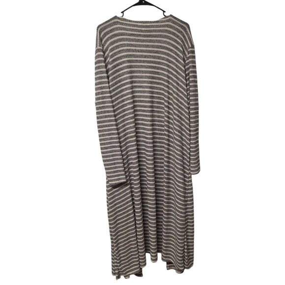 Lularoe Sarah Long Cardigan Open Front Pockets Womens XL 18 20 Gray Stripes - Picture 3 of 4